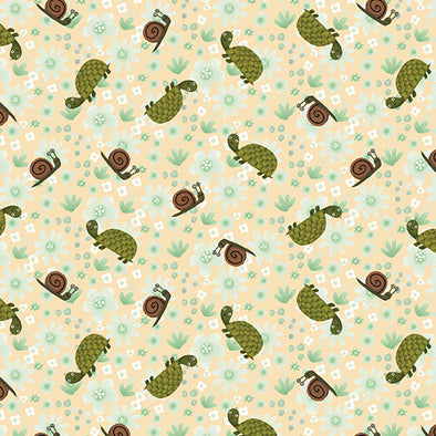 Snail 'v' Turtle - Cotton Print