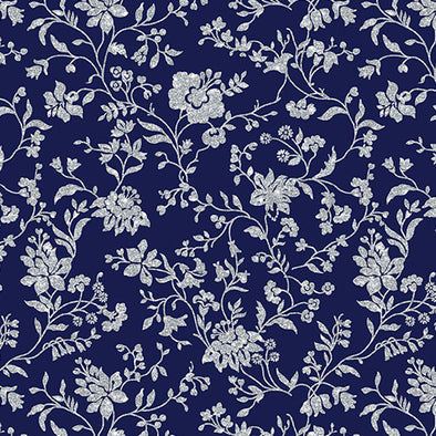 Garden Elegance Navy - Cotton Print