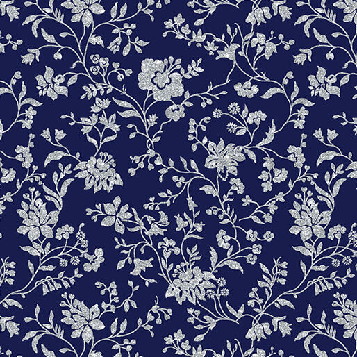 Garden Elegance Navy - Cotton Print