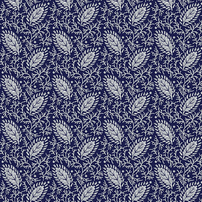 Elegant Foliage Navy - Cotton Print