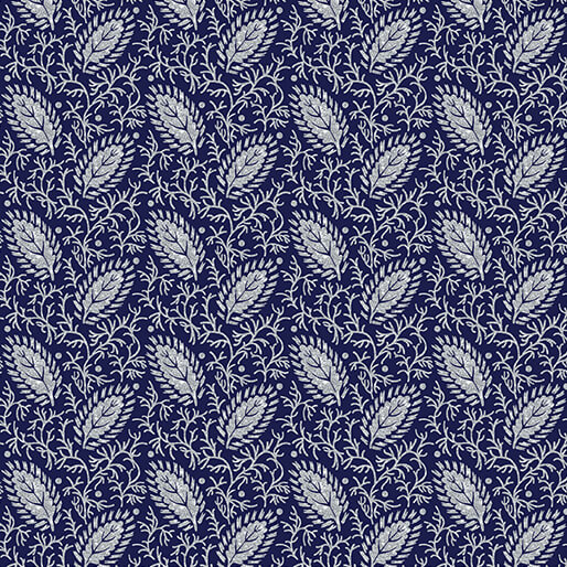 Elegant Foliage Navy - Cotton Print