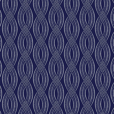 Elegant Ribbons Navy - Cotton Print