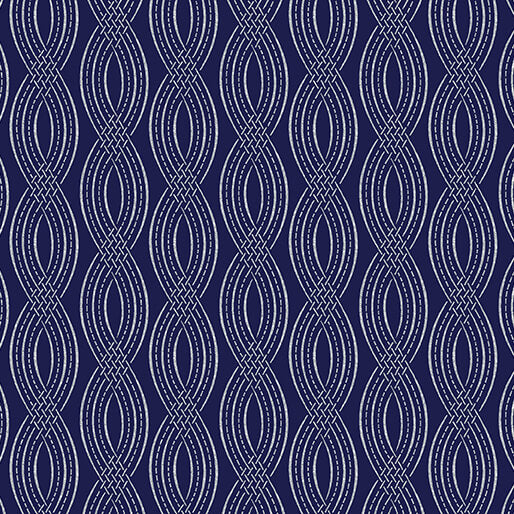 Elegant Ribbons Navy - Cotton Print