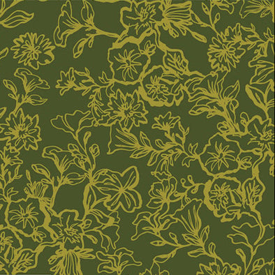 Chartreuse Floral - Cotton Jersey