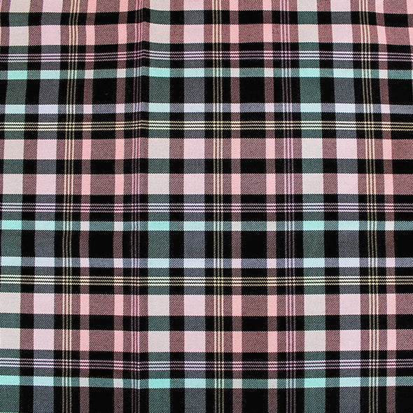 Pastel Rainbow Tartan - Poly/Viscose Check