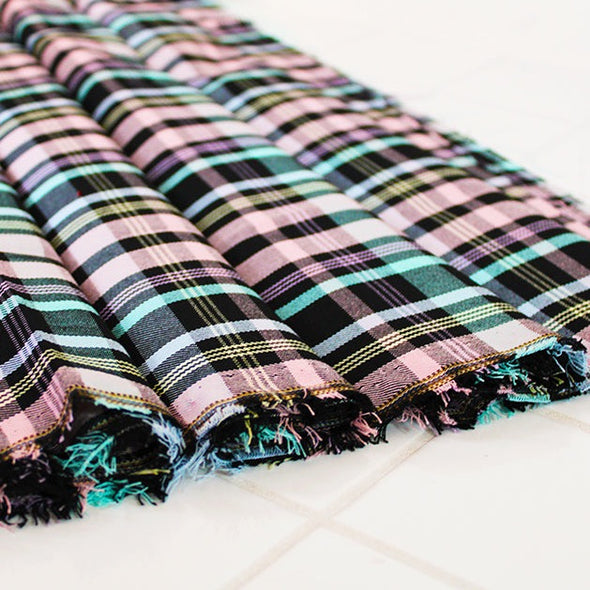 Pastel Rainbow Tartan - Poly/Viscose Check