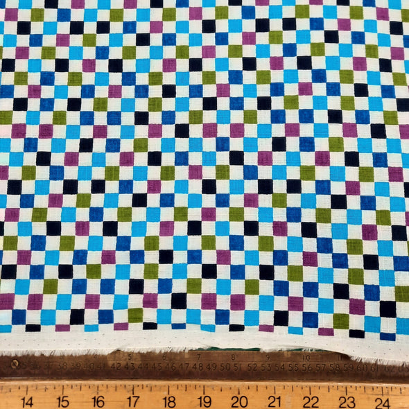 Mini Checks Cotton Printed Shantung - Sevenberry