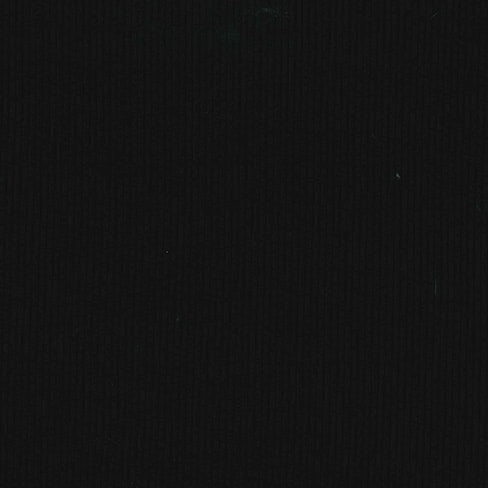 Black Cotton Jersey 2x2 Rib