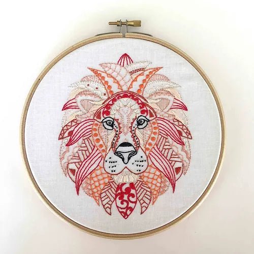 Lion Embroidery Kit by Cinnamon Stitching