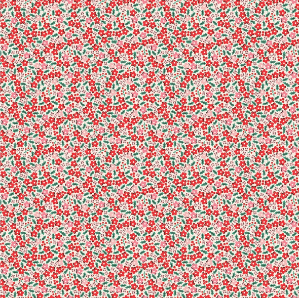 Oh What Fun Holly Floral - Cotton Print