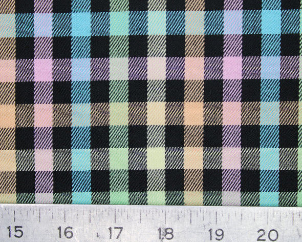 Pastel Rainbow Check - Poly/Viscose Check