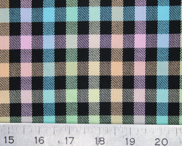 Pastel Rainbow Check - Poly/Viscose Check