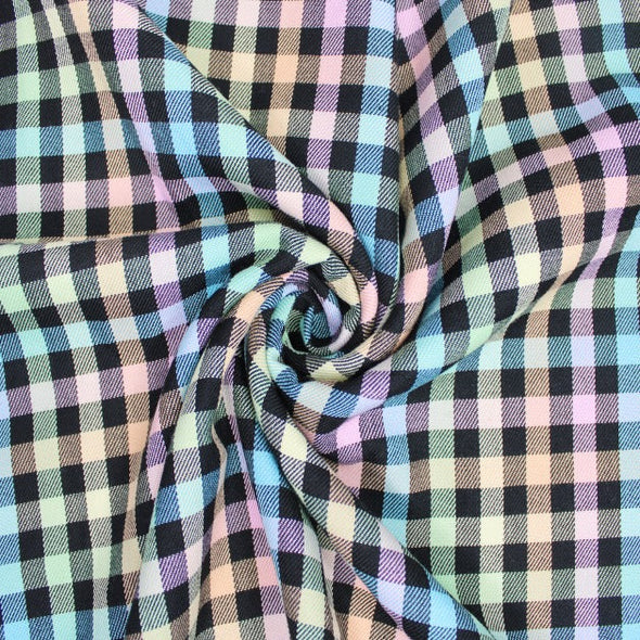 Pastel Rainbow Check - Poly/Viscose Check