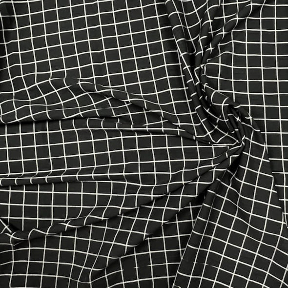 Black Viscose Chunky Check