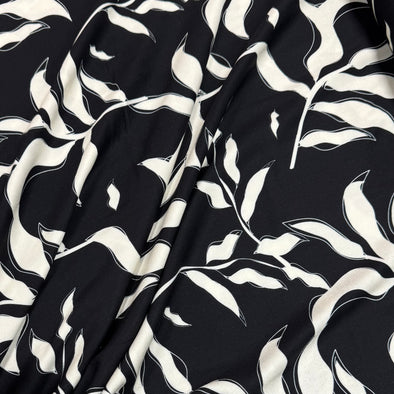 Monochrome Leaves - Rayon/Viscose Print