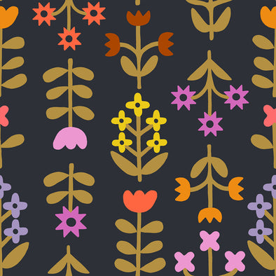 Favourite Flowers Midnight - Linen Cotton Blend