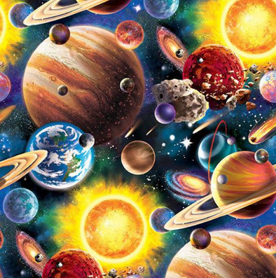 Final Frontier Solar System - Cotton Print