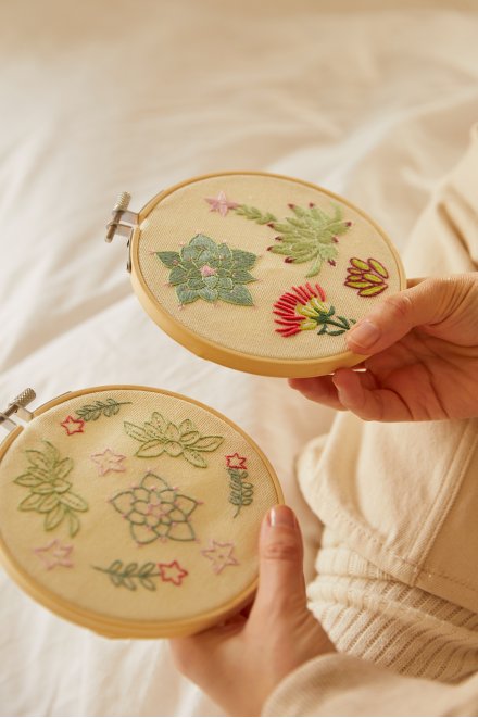 The Serene Succulents Embroidery Duo Kit