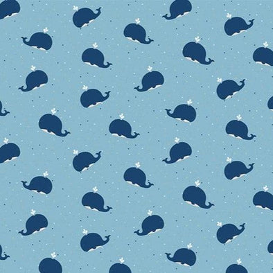 Riley Blake Whales Flannel - Cotton