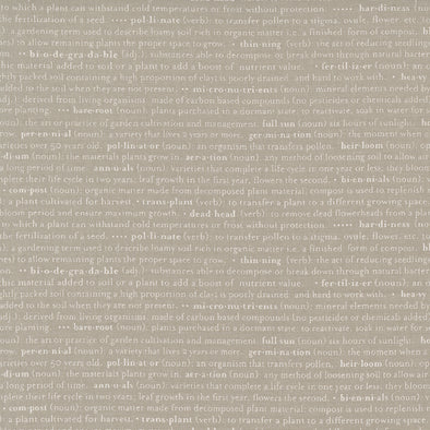 Flower Pot Words Taupe - Cotton Print