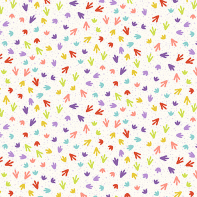 Dino Footprints Cream - Cotton Print