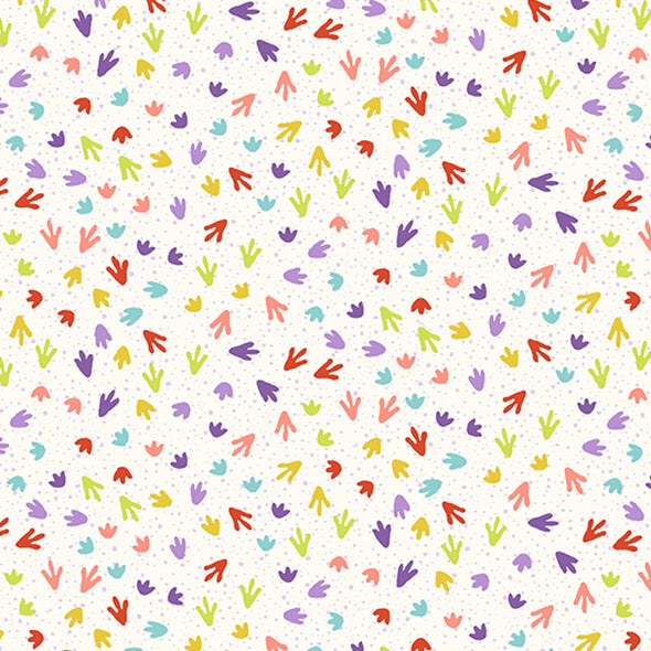 Dino Footprints Cream - Cotton Print