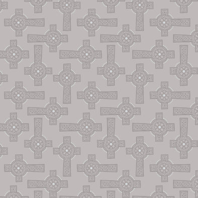 Celtic Cross on Grey - Cotton Print