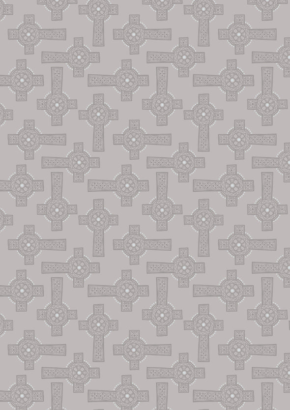 Celtic Cross on Grey - Cotton Print