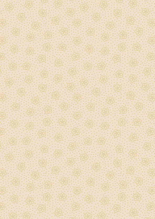 Celtic Flowers on Dark Cream (w. gold metallic) - Cotton Print