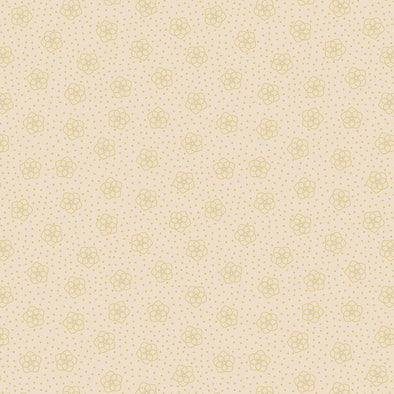 Celtic Flowers on Dark Cream (w. gold metallic) - Cotton Print