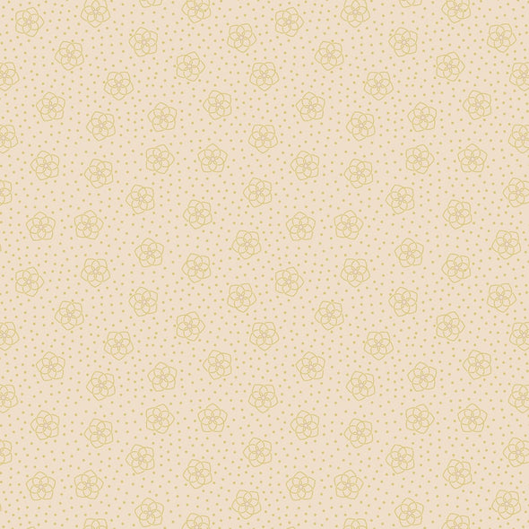 Celtic Flowers on Dark Cream (w. gold metallic) - Cotton Print