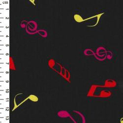 Colourful Music Notes - Cotton Poplin