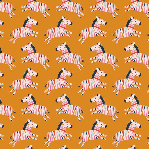 Dandelion Jungle Mustard Zebra - Cotton Print