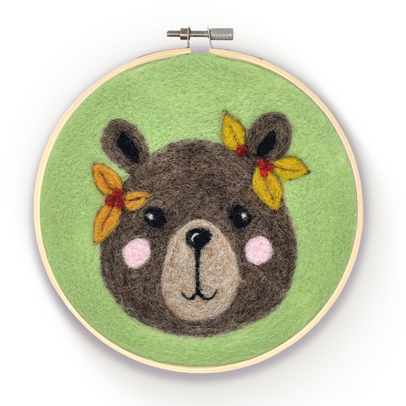 Floral Bear Needle Felting Hoop Kit by Crafty Kit Co.