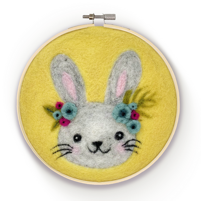 Floral Bunny Needle Felting Hoop Kit by Crafty Kit Co.