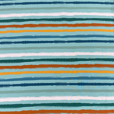 Mint Painterly Stripe - Brushed French Terry