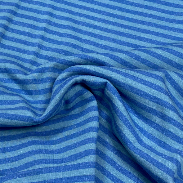 Blue Striped Brushed-Back Sweatshirting