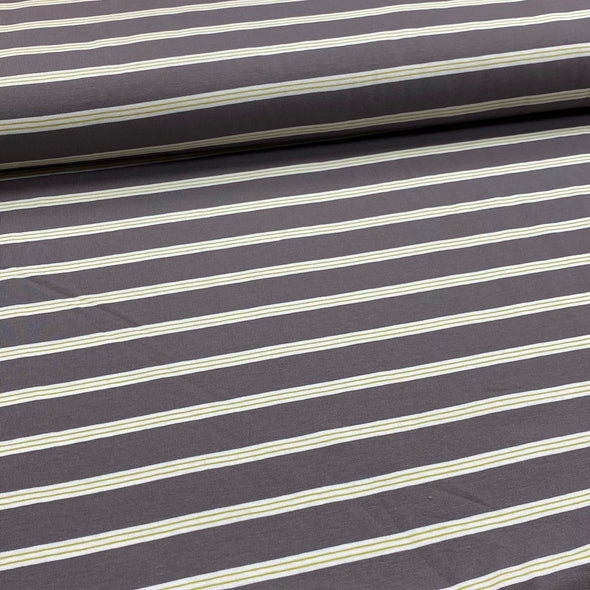 Grey Stripe Cotton Jersey