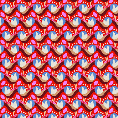 Tulip Kaleidoscope Red - Cotton Lawn
