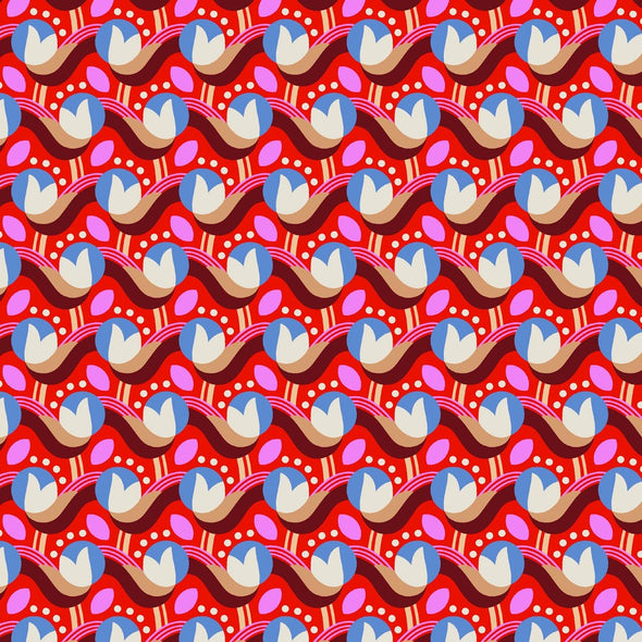 Tulip Kaleidoscope Red - Cotton Lawn