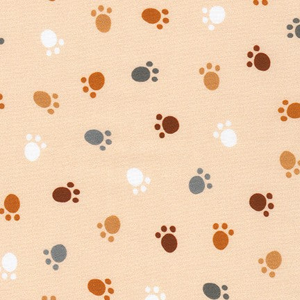 Whiskers & Tails Pawprint Natural - Cotton Print