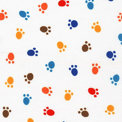 Whiskers & Tails Pawprint Bright - Cotton Print