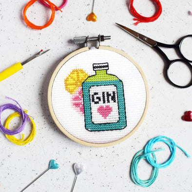 Gin Time 3" Cross Stitch Kit by The Make Arcade
